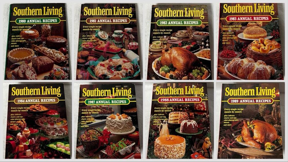 Lot of 8 1980s Vintage Southern Living Annual Recipes Cookbook Hardcover Books